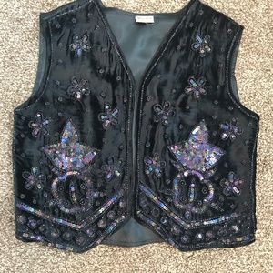 "Vintage" look Women's Boho Sequined Velvet Waistc